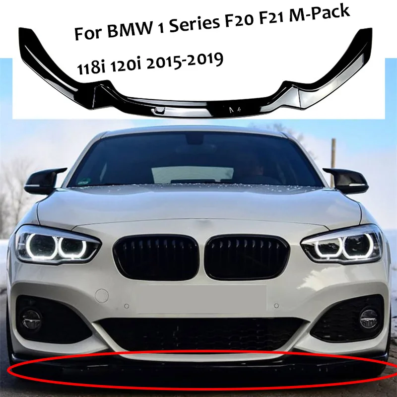 

GLOSS BLACK 2015-2019 For BMW 1 Series F20 F21 M-Pack 118i 120i Front Bumper Spoiler Lip Wing Kit Splitter Trim Guard Protector