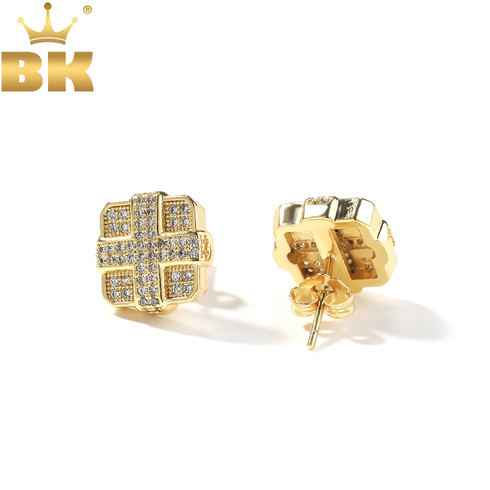 

TBTK Cross Shape Stud Earring Iced Out AAAAA+ Cubic Zirconia Men Women Hiphop Jewelry For Best Gift