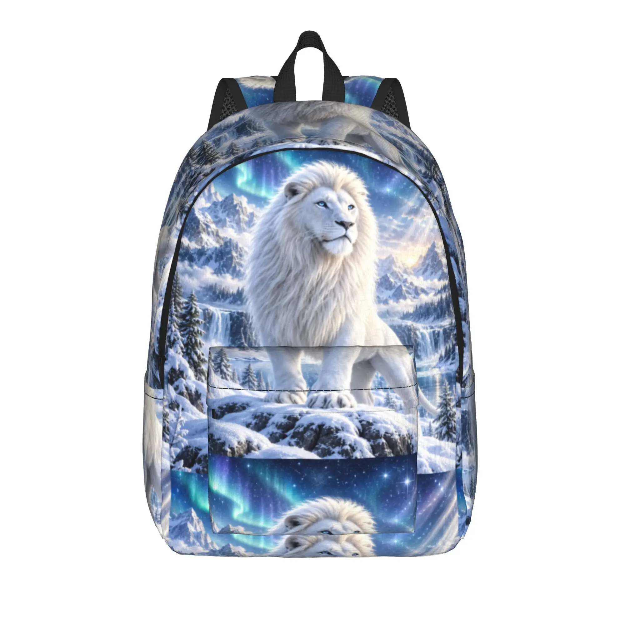 White Lion Single Digital Printed Backpack  Sport Backpacks Women Style School Bags Designer Lightweight Rucksack