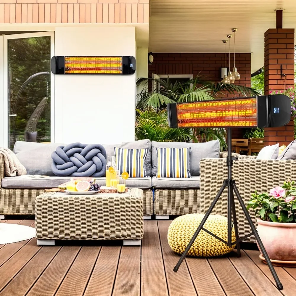 Electric Outdoor Heater, Infrared Patio Heater for Outdoor/Indoor Use, Wall Mounted/Ceiling/Tripod Infrared Heater Outdoor