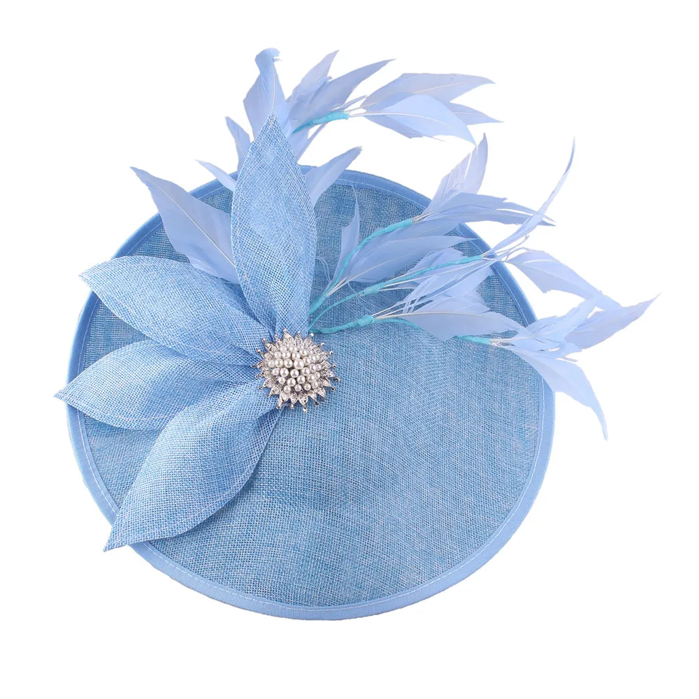 Grote Derby Kenducky Hoeden Fascinator Elegante Schoonheid Bruid Dames Haaraccessoires Met Roze Bloem Feest Hoeden Hoofddeksels