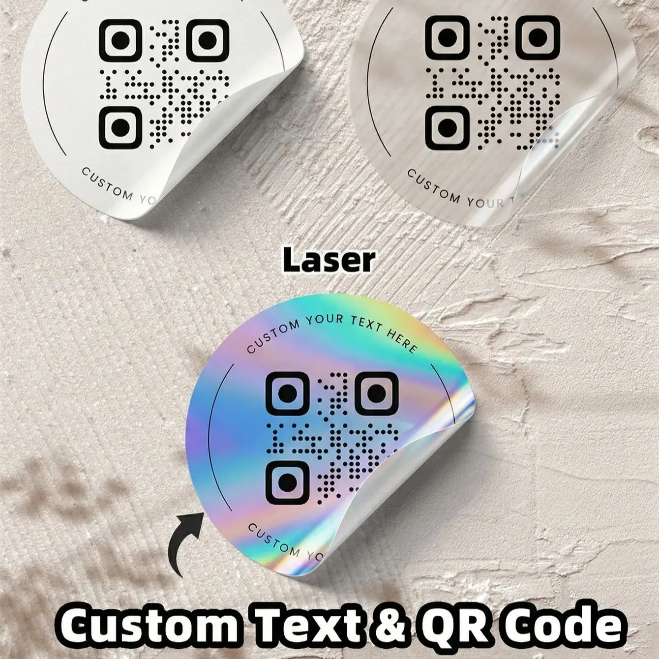 

1/60/180 шт. круглых наклеек с индивидуальным QR-кодом, можно печатать с любым текстом/изображением, идеально подходят для вечеринок, этикеток и упаковки.