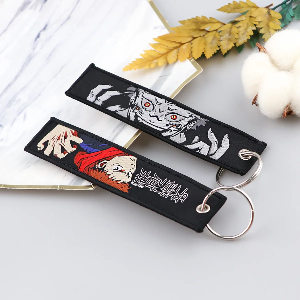 Japanese Jujutsu Kaisen Anime Key Tag Key Ring Motorcycles Cars Bag Backpack Chaveiro Embroidery Key Fobs Fashion Keychain Gifts