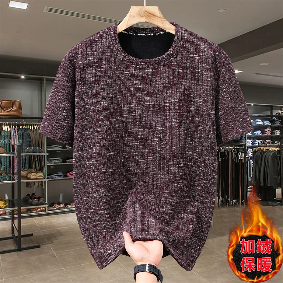 

Autumn Fleece T-shirt Men Thick T-shirts 10XL 11XL Plus Size Tops Tees Fashion Casual Shorts Sleeve T-shirt Male