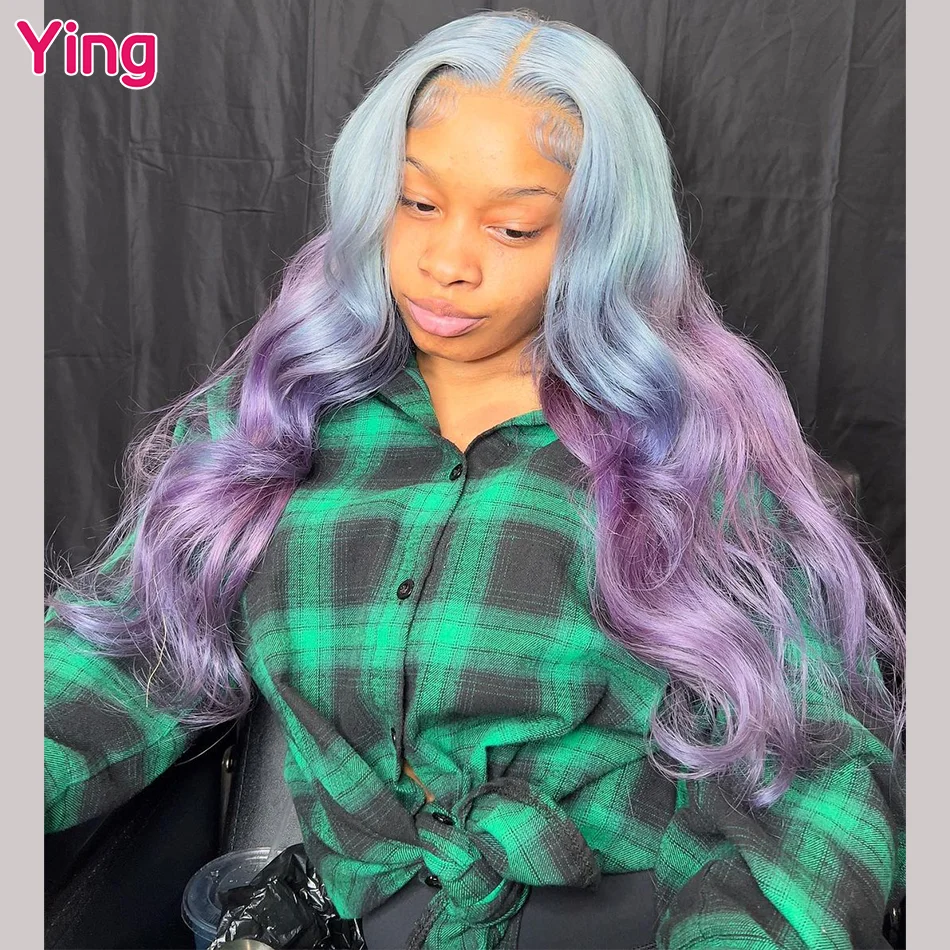 

Body Wave Bluish Violet 13x6 Lace Frontal Wig Ying 13x4 Lace Front Human Hair Wigs Pre Plucked Brazilian Remy 613 Blonde Wig