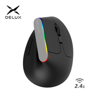 Delux M618C Wireless Silent Ergonomic Vertical 6 Buttons Gaming Mouse USB Receiver RGB 1600 DPI Optical Mice With For PC Laptop