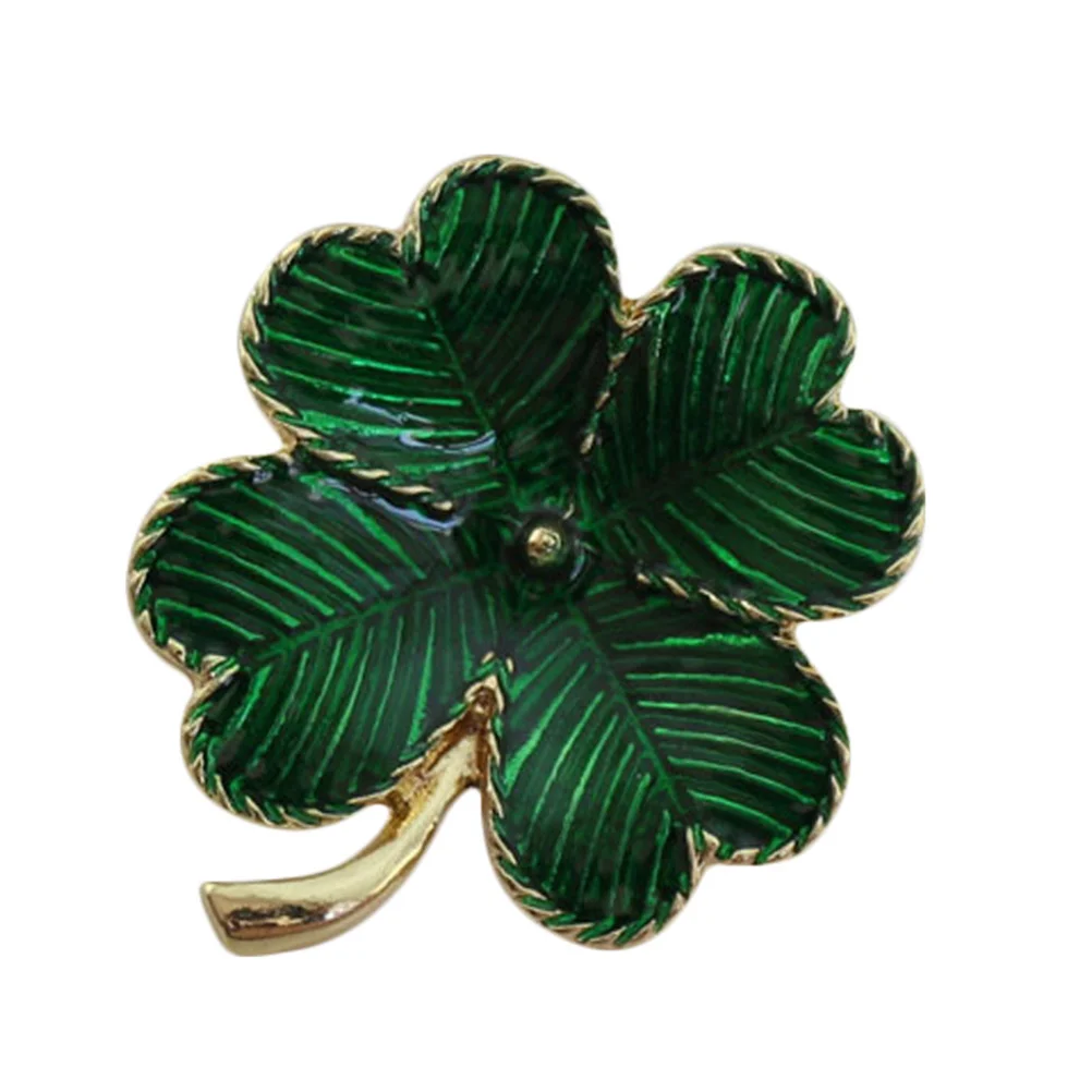 2 Pcs Shamrock Brooch St Patricks Day Accessories Pin European and American Women's