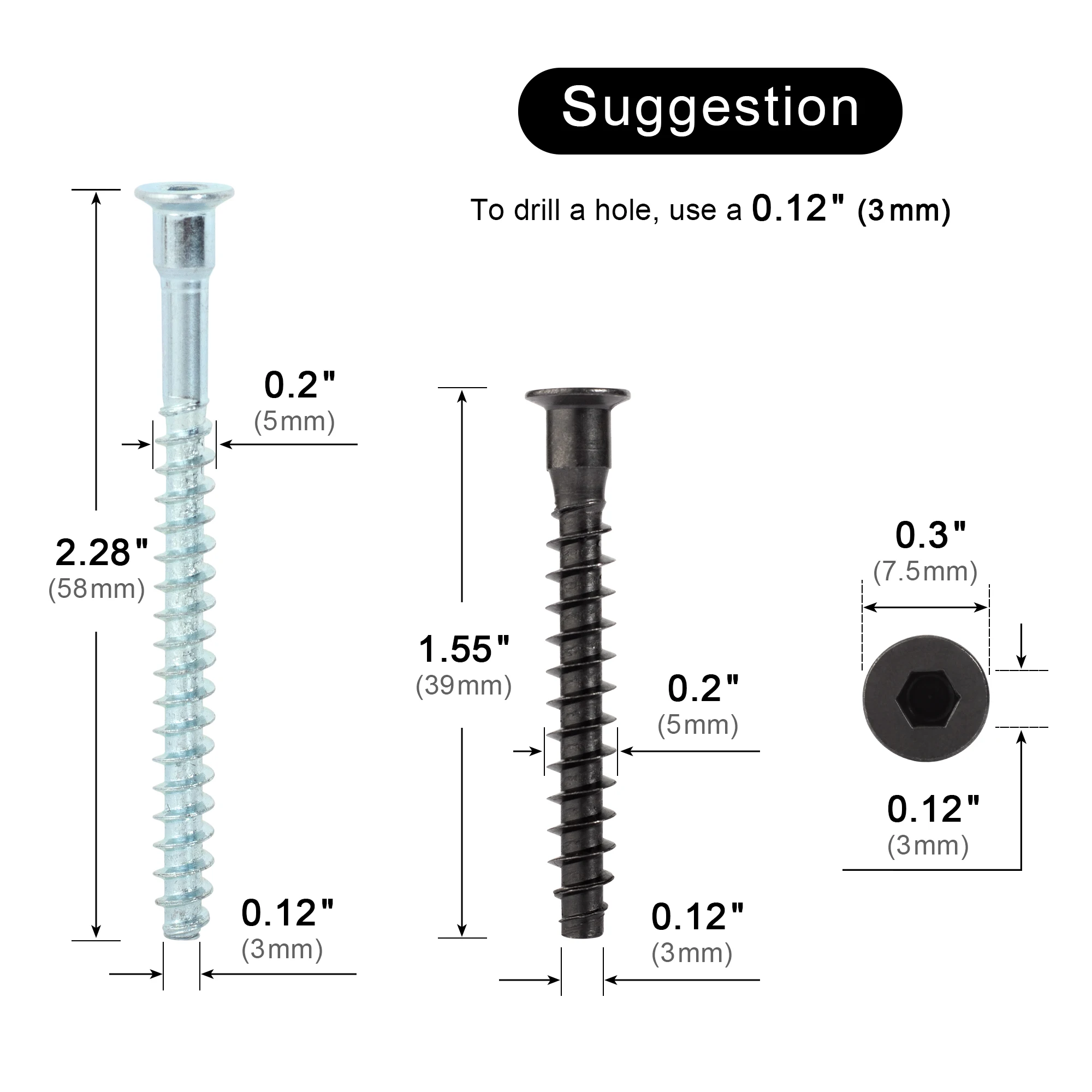 50pcs Flat head Black Carbon Steel Allen Hex Hexagon Socket Head M5 M7 self tapping Wood Screw