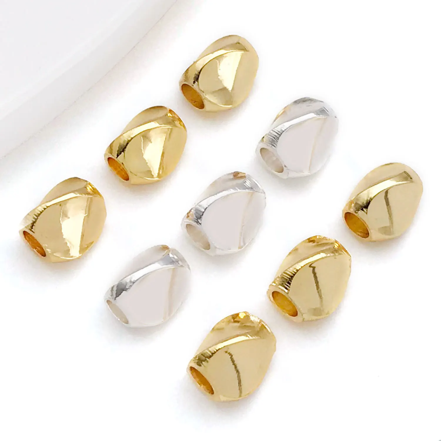 20pcs 18K Real Gold Plated Brass Beads, Irregular Big Hole Bead Loose Beads For DIY Bracelet Necklace Jewelry Making Accessory image 3
