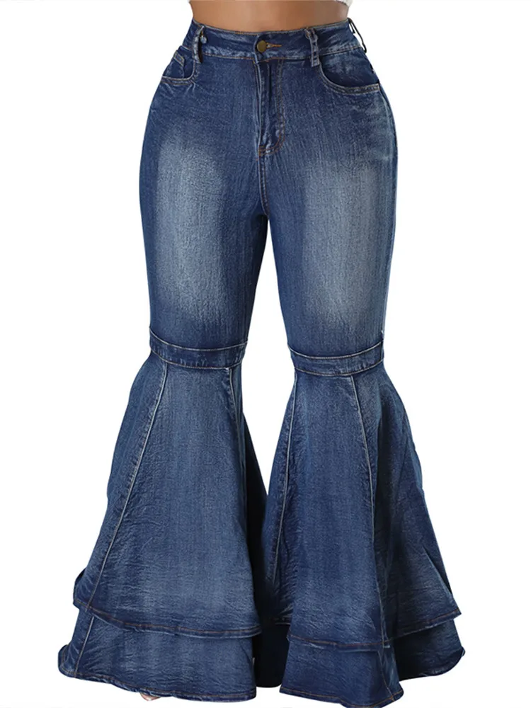 

Vintage Flare Jeans Pants for Women High Waist Stretch Denim Casual Bodycon Pant Bell Bottoms 2025 Fashion High Streetwear Pants