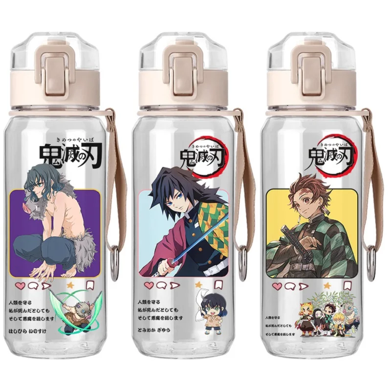 350ml Anime Kids Water Sippy Cup  Cartoon With Straws Leakproof Water Bottles Outdoor Portable Demon Slayer Tanjiro Nezuko