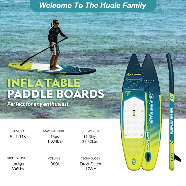 12ft Drop Stitch Inflatable SUP Board Eco-Friendly Portable Stand Up Paddle Board for Wave Surfing