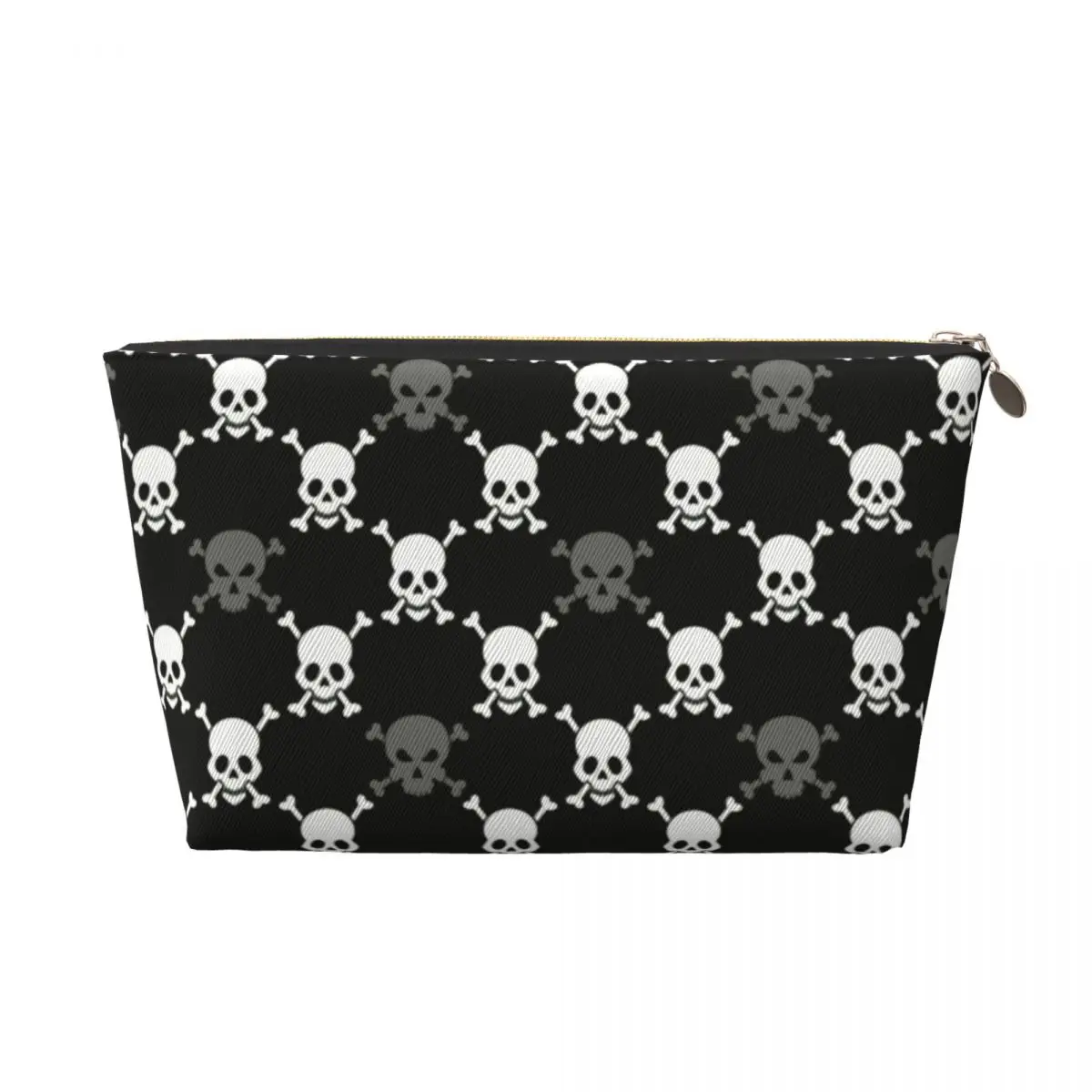 Benutzer definierte graue und weiße Schädel Muster Kultur beutel Gothic Skelett Make-up kosmetischen Veranstalter Dame Schönheit Lagerung Dopp Kit Fall