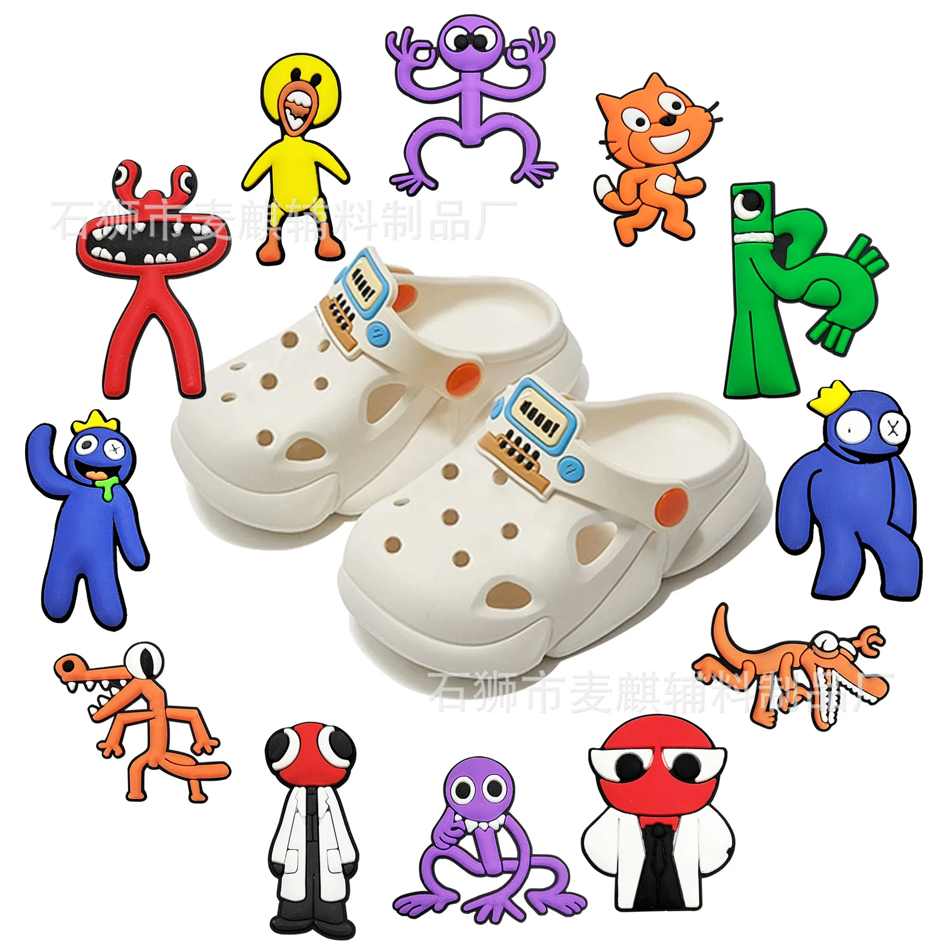 12pcs Rainbow Friend Collection ciondoli per scarpe per Crocs decorazioni per scarpe fai da te accessori decorazioni sandalo decorare regali per bambini