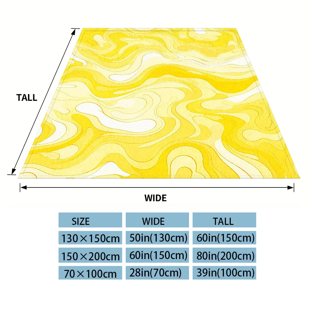 Soft Yellow White Marble Swirl  Four Season Flannel Blanket, Soft Plush Skin Friendly Sofa Blanket, A Great Gift Item