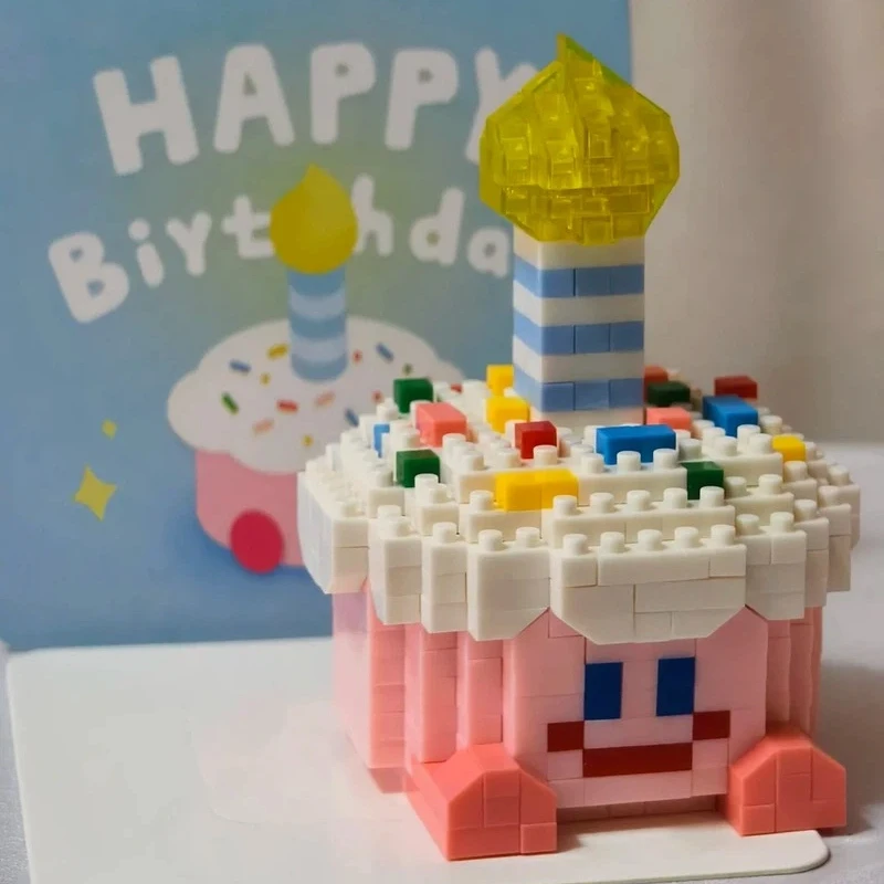 Birthday Cake Building Blocks Micro Particle Building Blocks Cute Decor Toy Set with Greeting Card and Gift Box Birthday Gifts