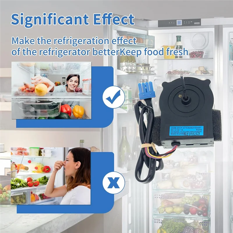 أجزاء الأجهزة EAU63103207 محرك مروحة تبخير الثلاجة لـ Kenmore مجموعة محرك مروحة الثلاجة DC12V 1A