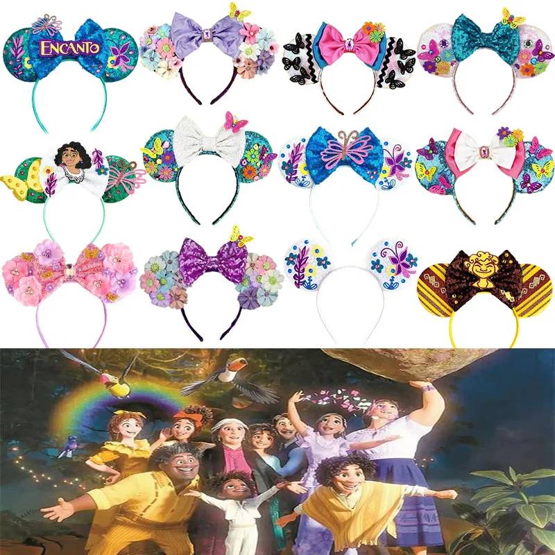 Disney Anime Encanto Ears Hair Bands Women Mirabel Headbands Kids Yellow Butterfly Hair Accessories Kids Festival Hairbands Gift