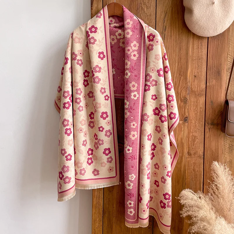 

Women Autumn Winter New Color Block Scarf Versatile Imitation Cashmere Warm Shawl Wrap Neck Warmer