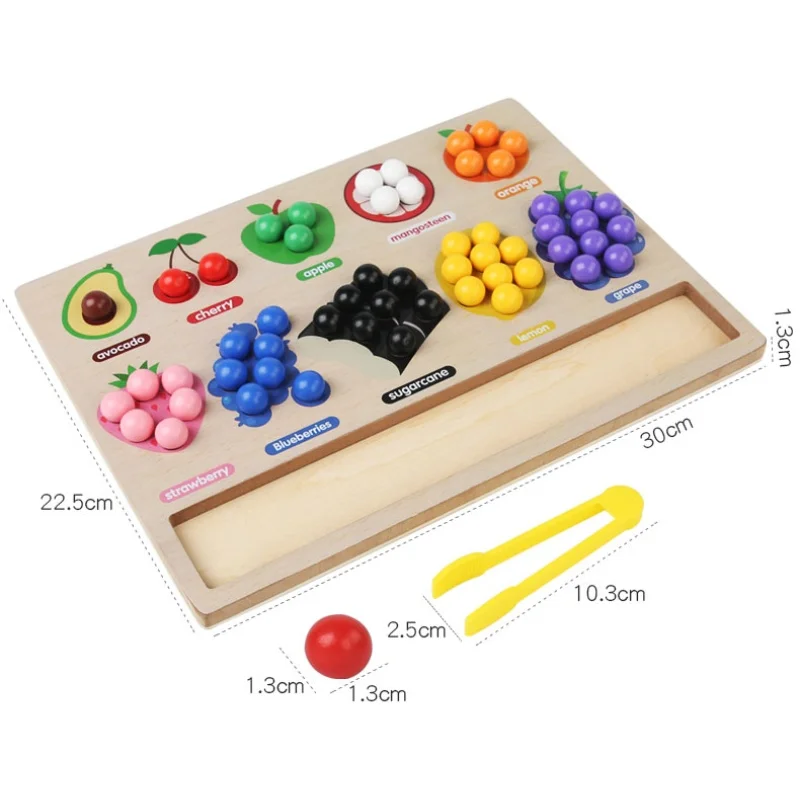 Montessori Matching & Sorting Spiel Holz Obst Clip Perlen Farbe Form Sensorischen Sortierer für Kinder Feinmotorik Frühe Bildung