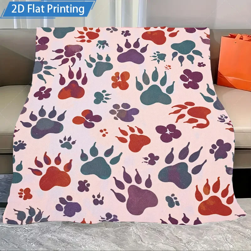 

1 шт. фланелевое одеяло с милым принтом лапы, мягкое и уютное одеяло для любителей домашних животных, декор для дивана, кровати, комнаты, 2D плоская печать