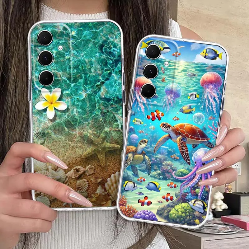 Marine Animal Design Phone Case For Samsung Galaxy A73 A72 A71 A55 A54 A53 A52 A51 A33 A25 A22 A15 A14 A05 Transparent