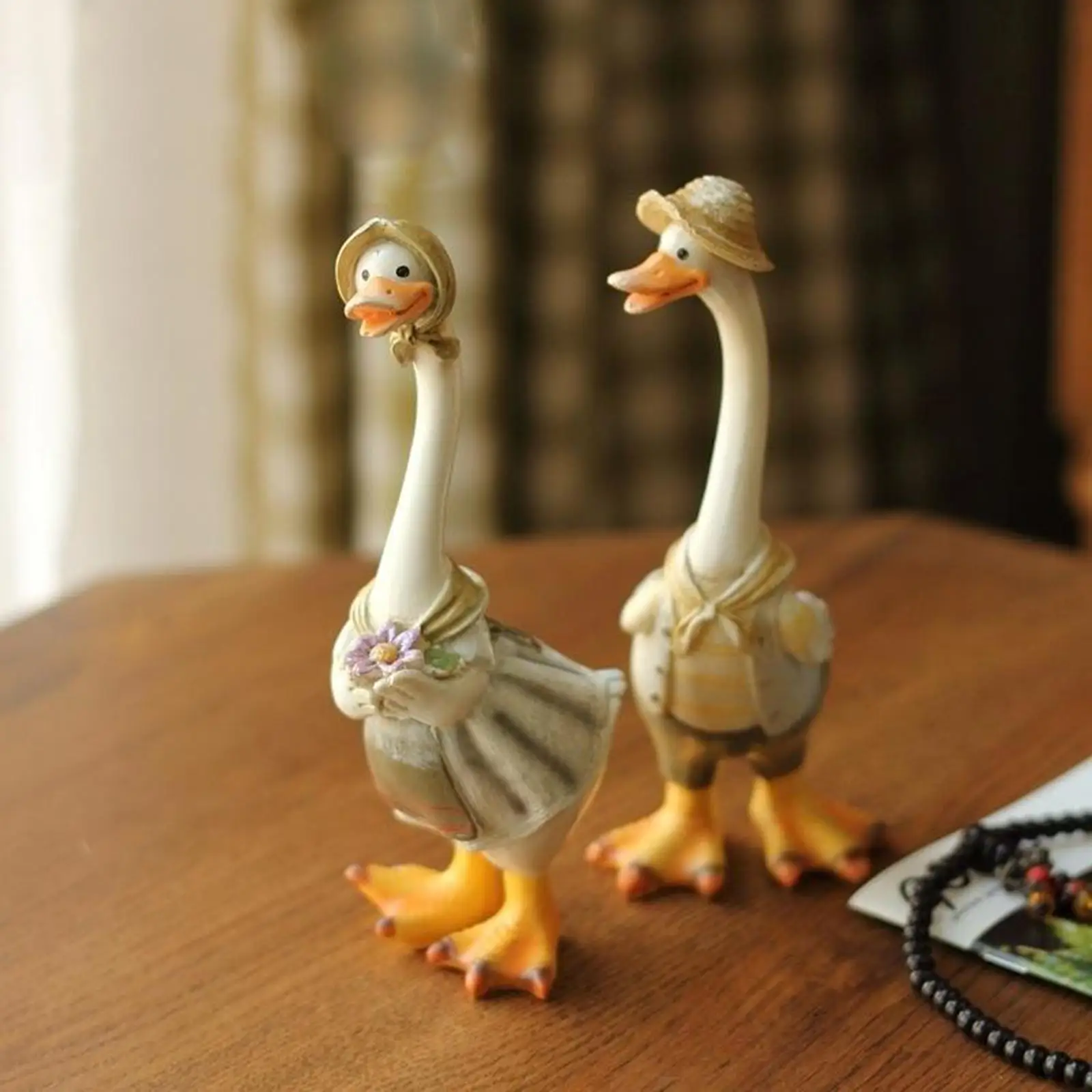 2/Pack of Resin Duck Figurine Miniature Duck for Fairy Garden Home Office Resin Artificial Duck Statue Model Sculpture Decor