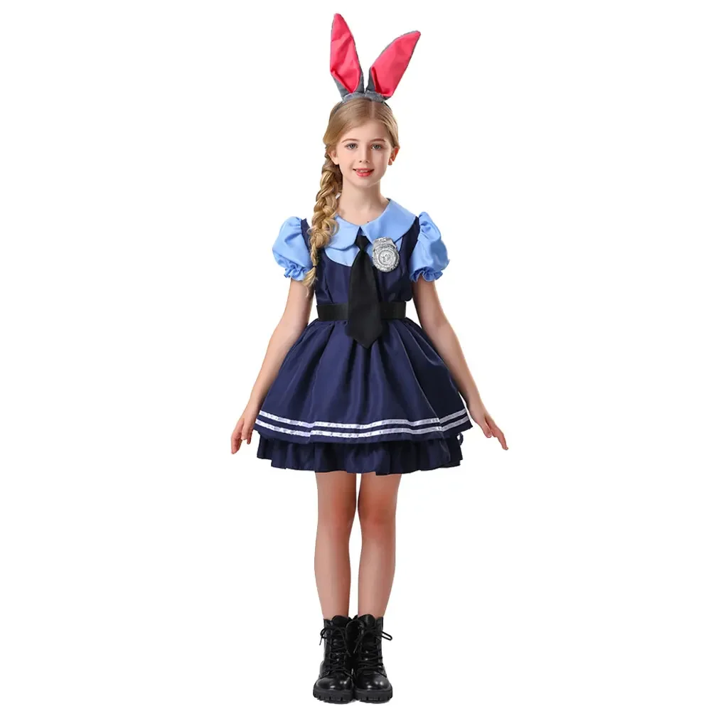 Halloween Kinder Offizier Hase Cosplay Kostüm Cartoon Zoo Fantasy Kostüm Verkleidung für Kinder Mädchen Polizei Uniform Kostüm