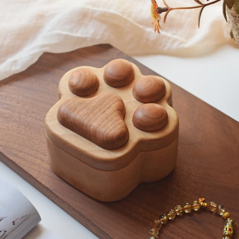 Hand-Shaped Brush Storage Box Cute Solid Wood Desktop Ornaments