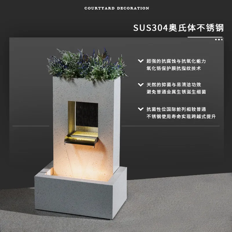 Outdoor courtyard flowing water ornament circulating water flower pot fountain floor-to-ceiling villa garden flowing water lands