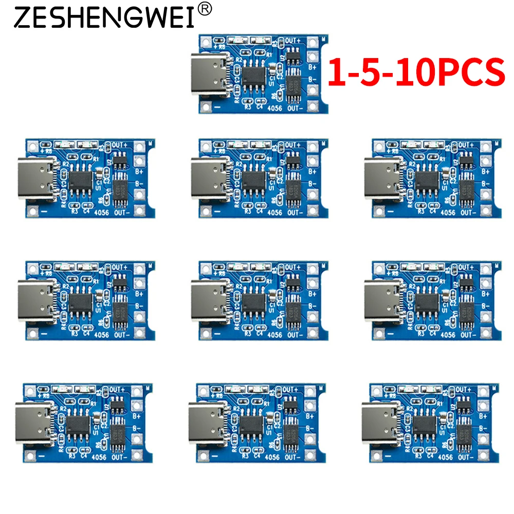 1-10Pcs 5V 1A TYPE-C Micro USB 18650 TC4056A Lithium Battery Charging Board Charger Module with Protection Dual Functions TP4056