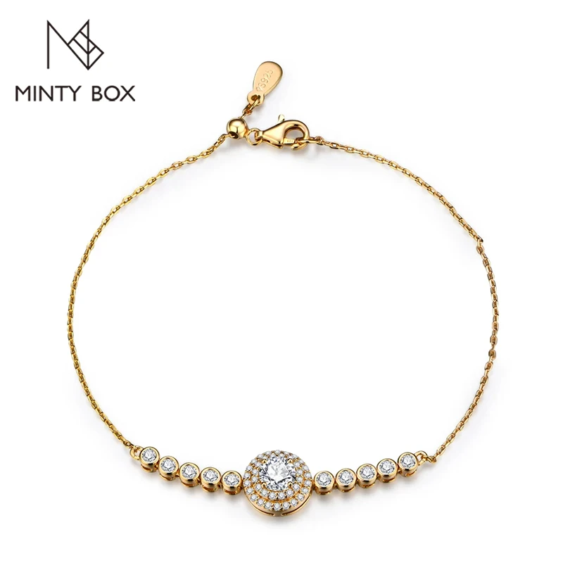 MINTYBOX D Color All Moissanite Bracelet for Women 925 Sterling Silver Adjustable Briliant Charms Jewelry Engegament Anniversary