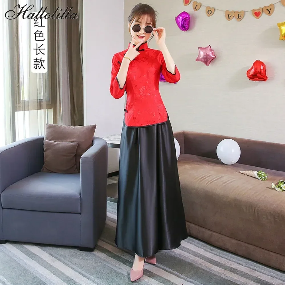 Vintage Elegant Ethnic Style Women Clothing Streetwear Chinese Two Piece Sets Womens Outifits Fashion Clothes Skirt Sets Casual