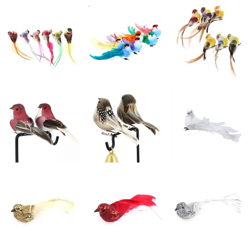 White Feather Curly Bird White Bird Faux Foam Feather Dove Craft Bird DIY Ornament Mini Ornament Ornament Mini Decorative Birds