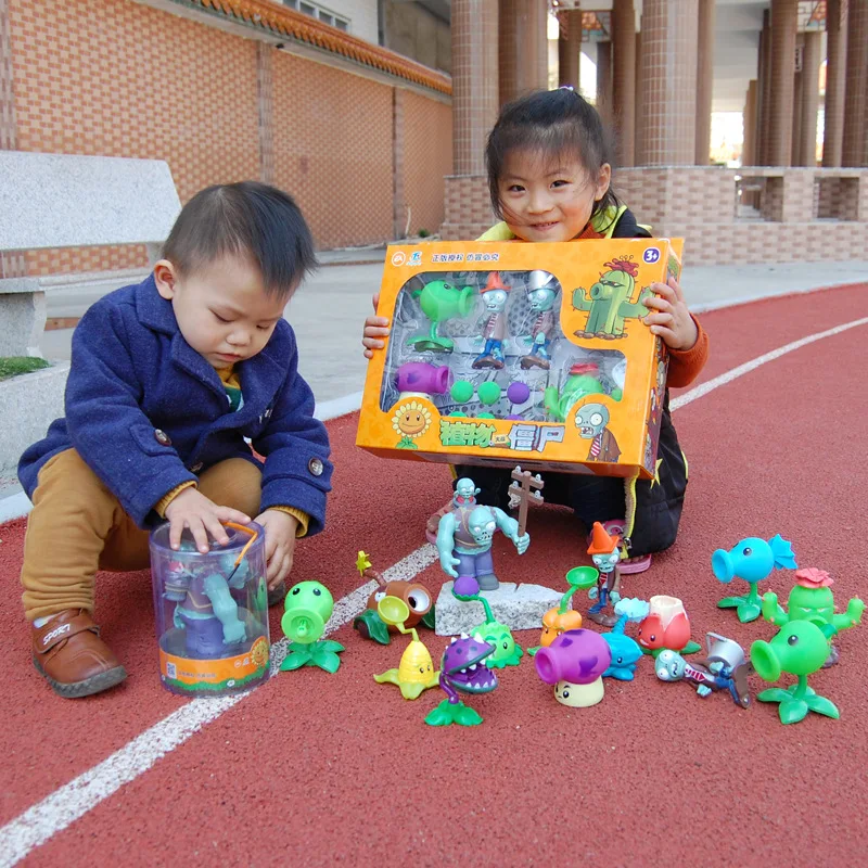 Hybrid Version Plant Vs Zombie Toy Box for Boys Mecha Pea Shooter Static Animal Model Farm Animal Monster Plastic Toy