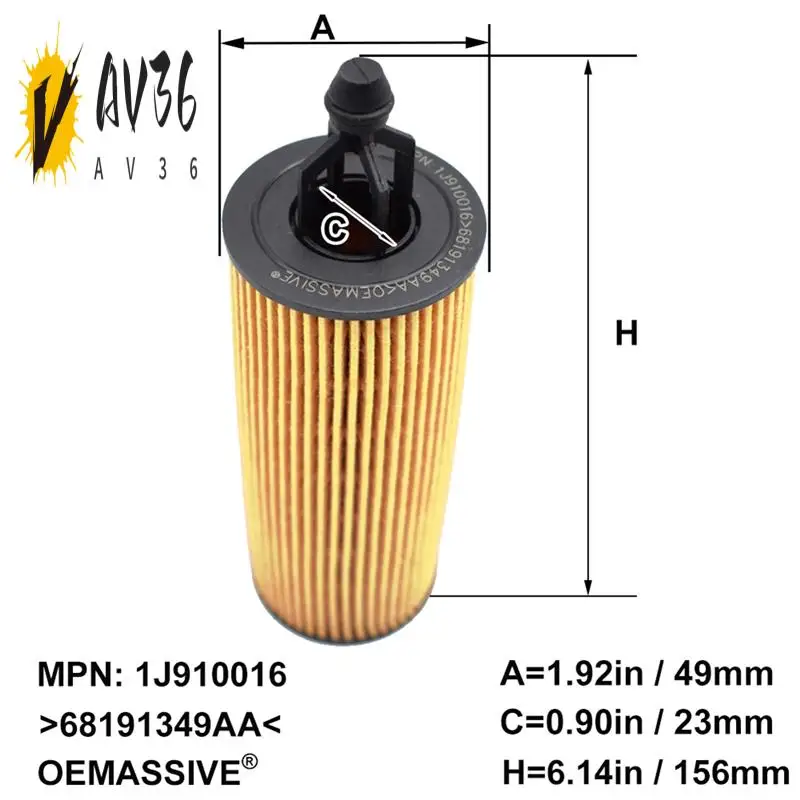 

AV36-6Pcs Oil Filter For Jeep Grand Cherokee WK2 2010 -2019 / Wrangler 2014-2017 3604CC Engine 68191349AA 68191349AC