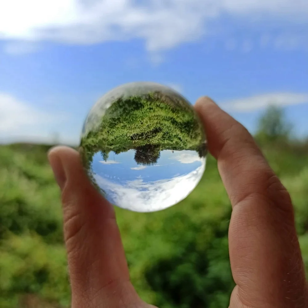 Bola de cristal transparente grande, decoración de foto de arcoíris de la suerte