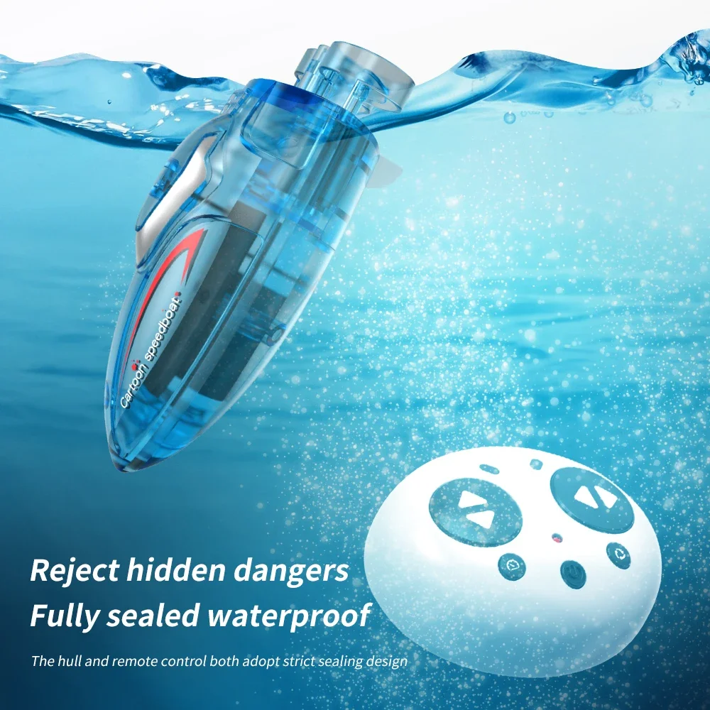 เรือบังคับวิทยุขนาดเล็ก 2.4G รุ่นการ์ตูน: เรือสปีดโบ๊ทกันน้ำพร้อมไฟสุดเท่ - เรือบังคับแบบพกพาและของขวัญสำหรับเด็ก