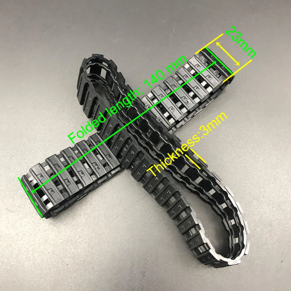 1x New Black Intgrated Rubber Tank Track Folded Length 140mm Width 23mm Thickness 3mm Short Crawler Belt DIY RC Tank Robot Model