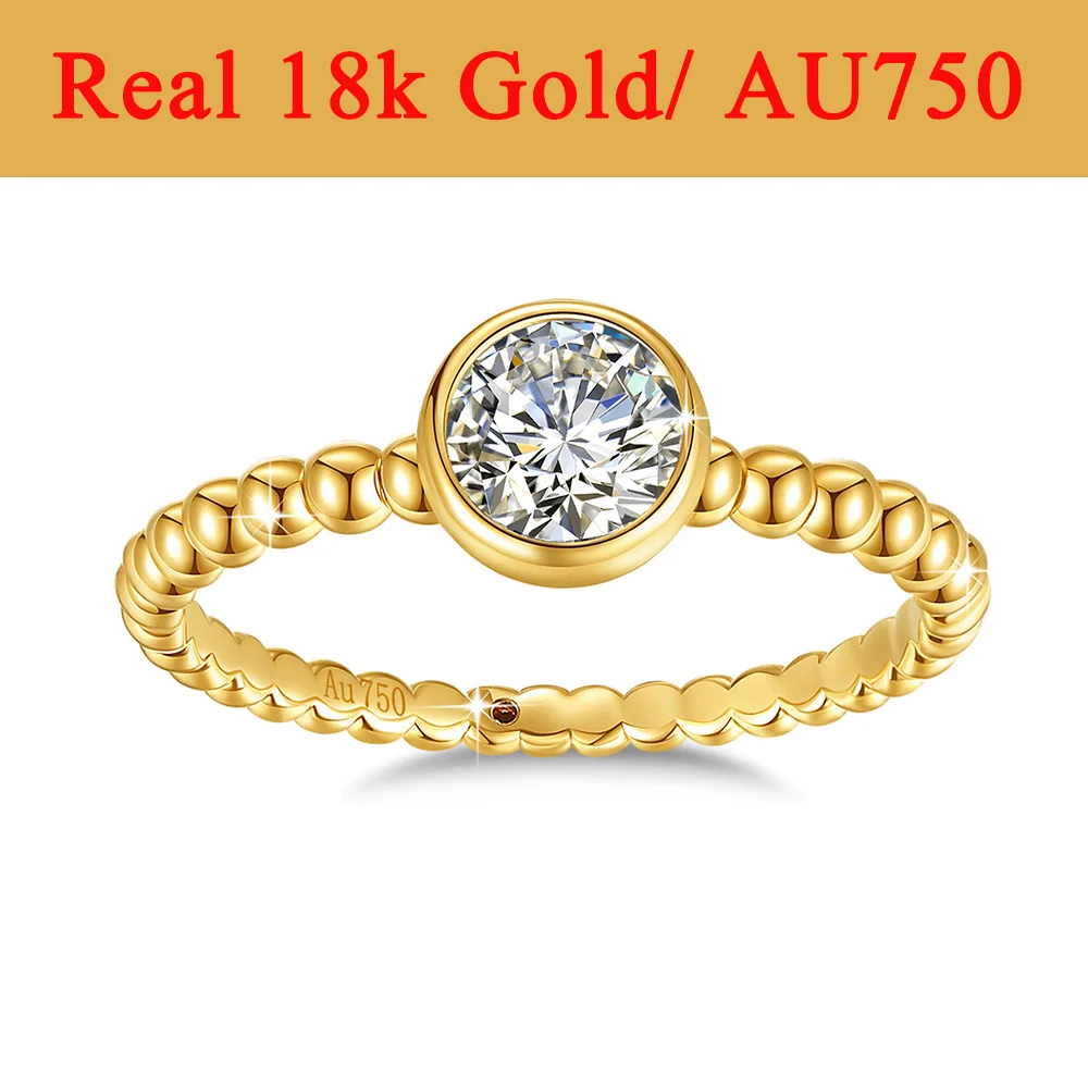 Luxury 18K Gold Ring AU750 Hollow Jewelry 1 Carat Moissanite VVS1 Woman Engagement Wedding Bubble Gold Ring