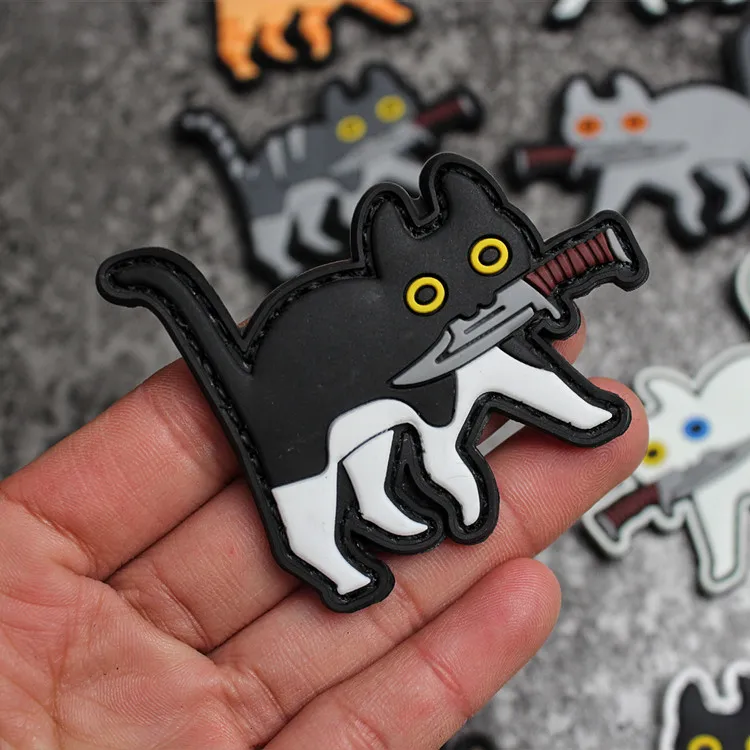 Nightglow Cat Personalized Creative Arm Badge Hook and Loop Patch Warlock Seal PVC Adhesive Seal Clothing Decoration Accessories