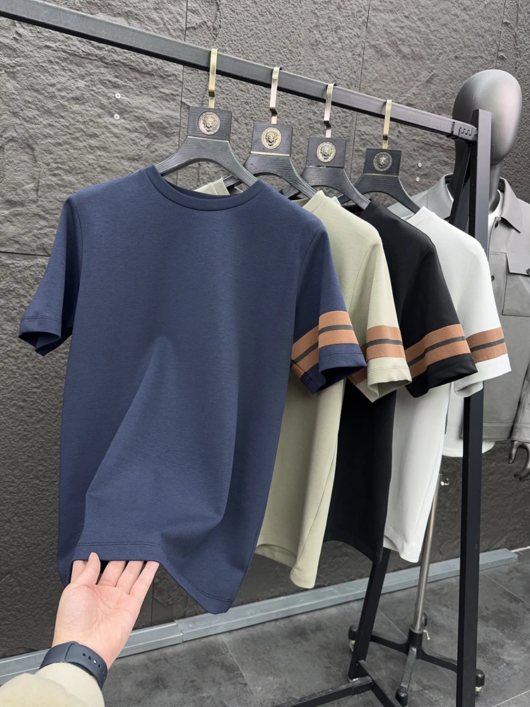 

Svip Cabinet 0300 Men's Summer round Ne ort Sve T-irt Comfortable Casual Pred Glue Cotton Faion Urban Sle