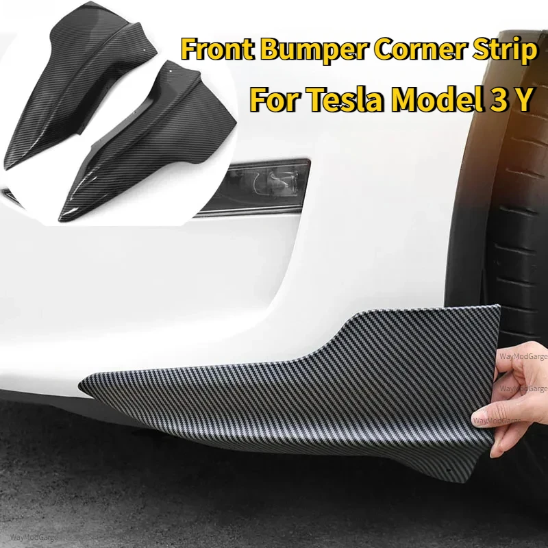 

Угловая полоса переднего бампера для Tesla Model 3Y, угловая защита от столкновений, передние планки, защитный комплект для передних губ, автомобильные аксессуары