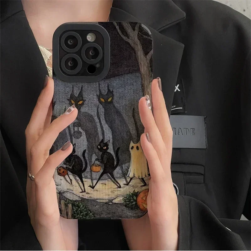 Cartoon Dark Funny Monster Cat Fox Creative Phone Case For iPhone 15 14 13 12 11 Pro Max 7 8 Plus X XR Shockproof European Cover