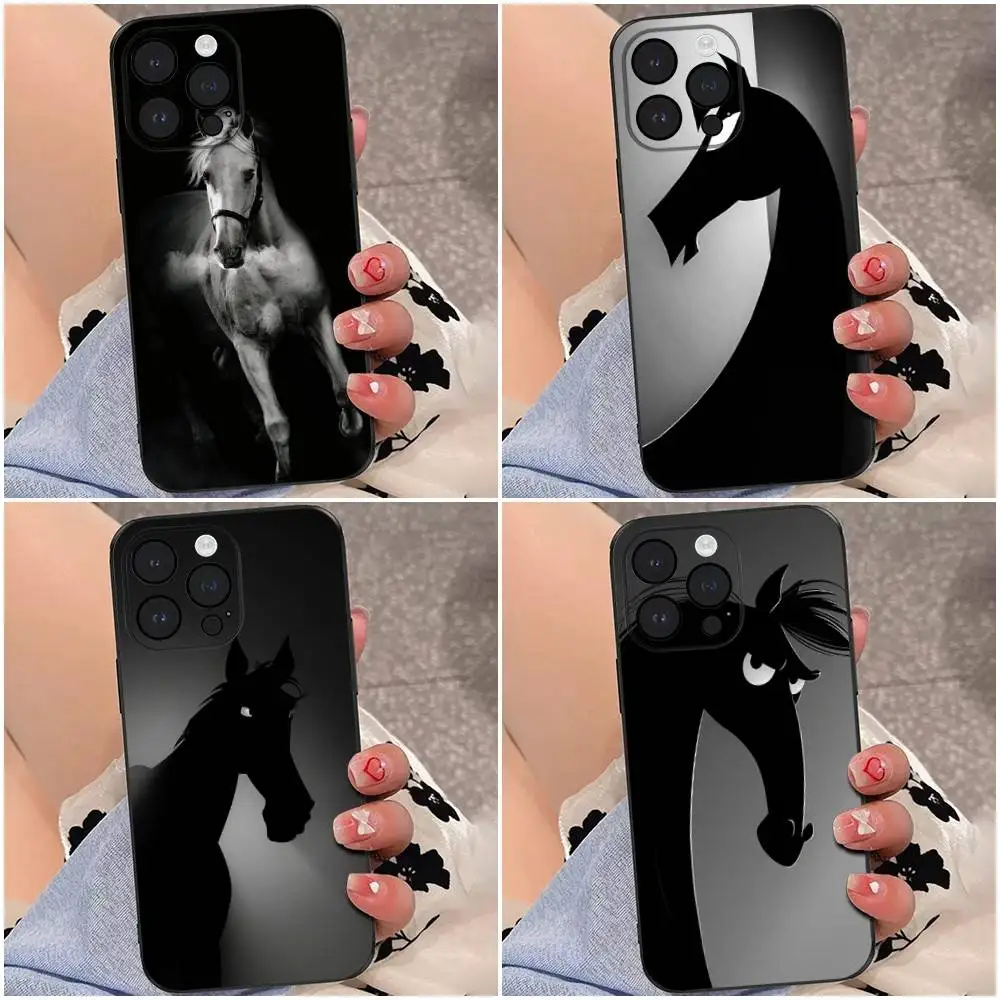 

horse Phone Case For iPhone 16e,16se4,16,15,14,13,12,Pro,Max,11,Plus,XR,XS Max Shockproof Silicone Soft Shell