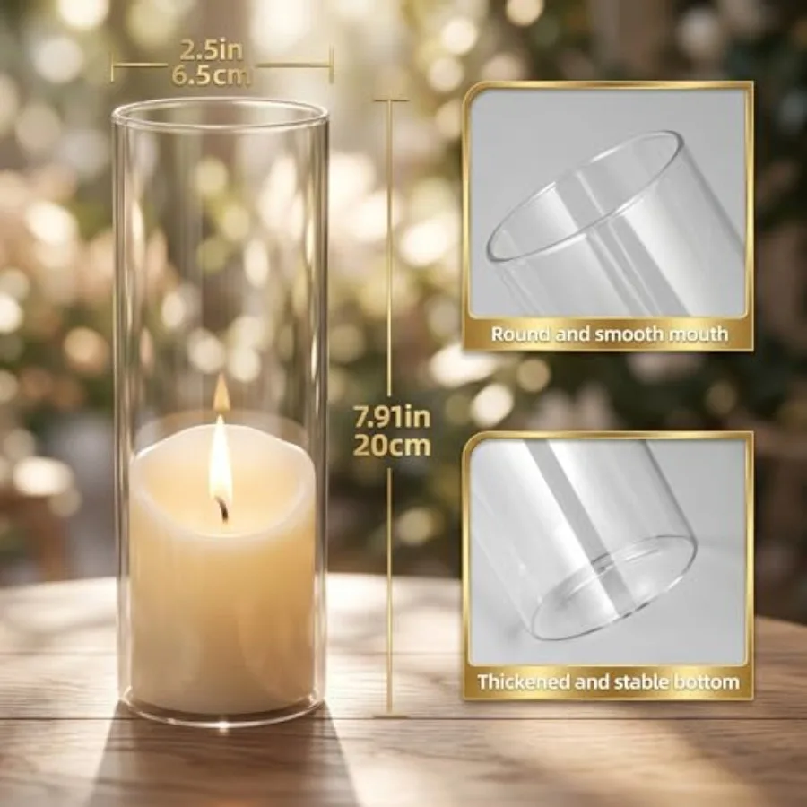 Bulk 48 Pcs 8 Inch Tall Clear Glass Cylinder Vases for Wedding Table Centerpieces Banquet Dinners Party Event Decoration
