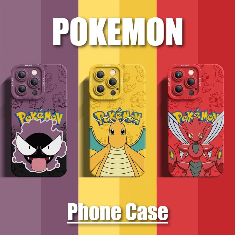 pokemon-dragonite-gastly-scizor-anime-caso-de-telefone-para-apple-iphone-16-15-14-13-12-pro-promax-capa-protetora-macia-acessorios