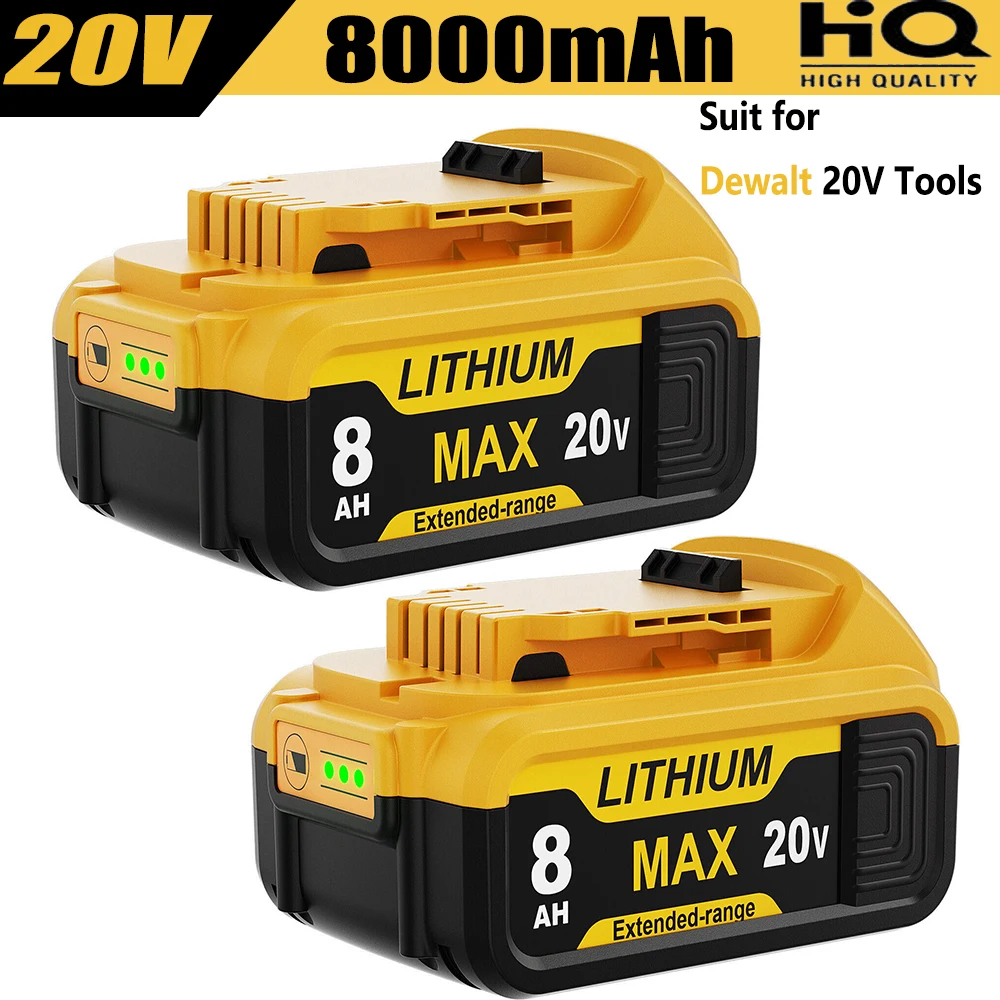 

1/2Packs Vanon Battery for DEWALT 20V MAX 8.0Ah Lithium Ion Battery (DCB205-2) DCB206 20V Battery pin