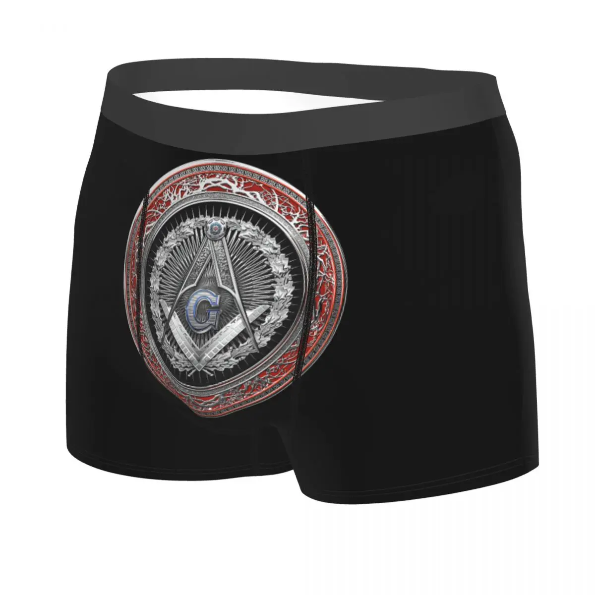 Custom Cool Masonic Mason Freemason Boxers Shorts Panties Male Underpants Stretch Freemasonry Briefs Underwear