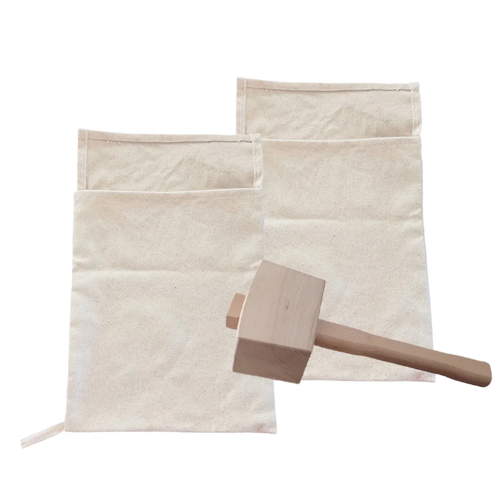 

3 Pcs Bags Wood Reusable Dried Ice Crushing Bar Tool Restaurant Supply Dried Ice Crushing Bag Kitchen Accessory